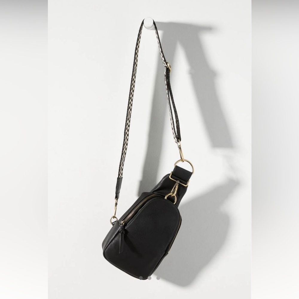 Anthropologie Black and Gold Crossbody Bag